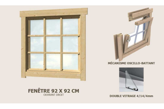 Fenêtre supplémentaire 920x920 abri 70mm