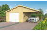 Garage en bois GIRONDE porte sectionnelle 44mm - 21,1m² intérieur + 17m²