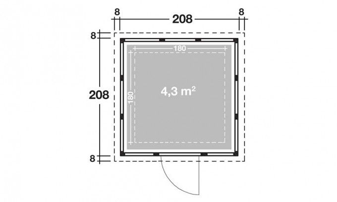 Abri métal Eléganto 2121 SD porte simple - 4.3m²