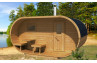 Sauna Oval avec terrasse et vestibule bois massif 42 mm