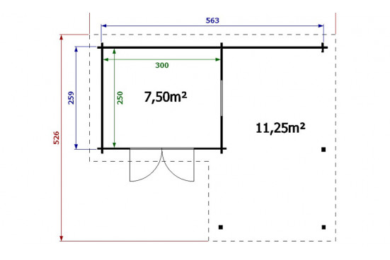 Pool house toit plat TOULON 44mm - 7,5m² intérieur + 11,2m²