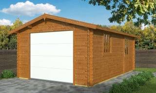 Garage en bois avec porte motorisée sectionnelle S8946