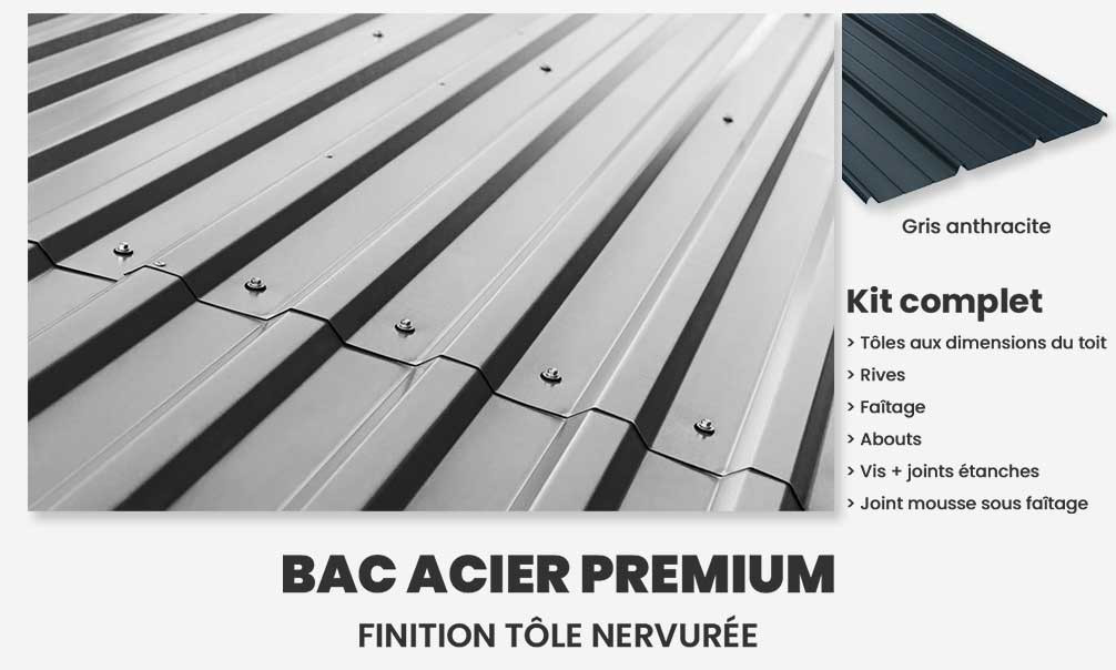 Kit Bac Acier Plat Gris Anthracite Pour Abri Lyon