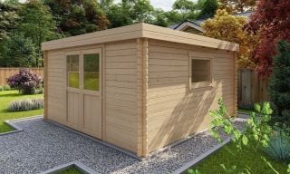 Abri de jardin en bois toit plat avec bucher 25,37 m2 - Marshall