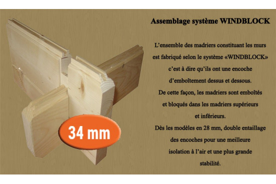 chalet OUVRIER 1 34 mm - double pente - Pratique pour les petits espaces